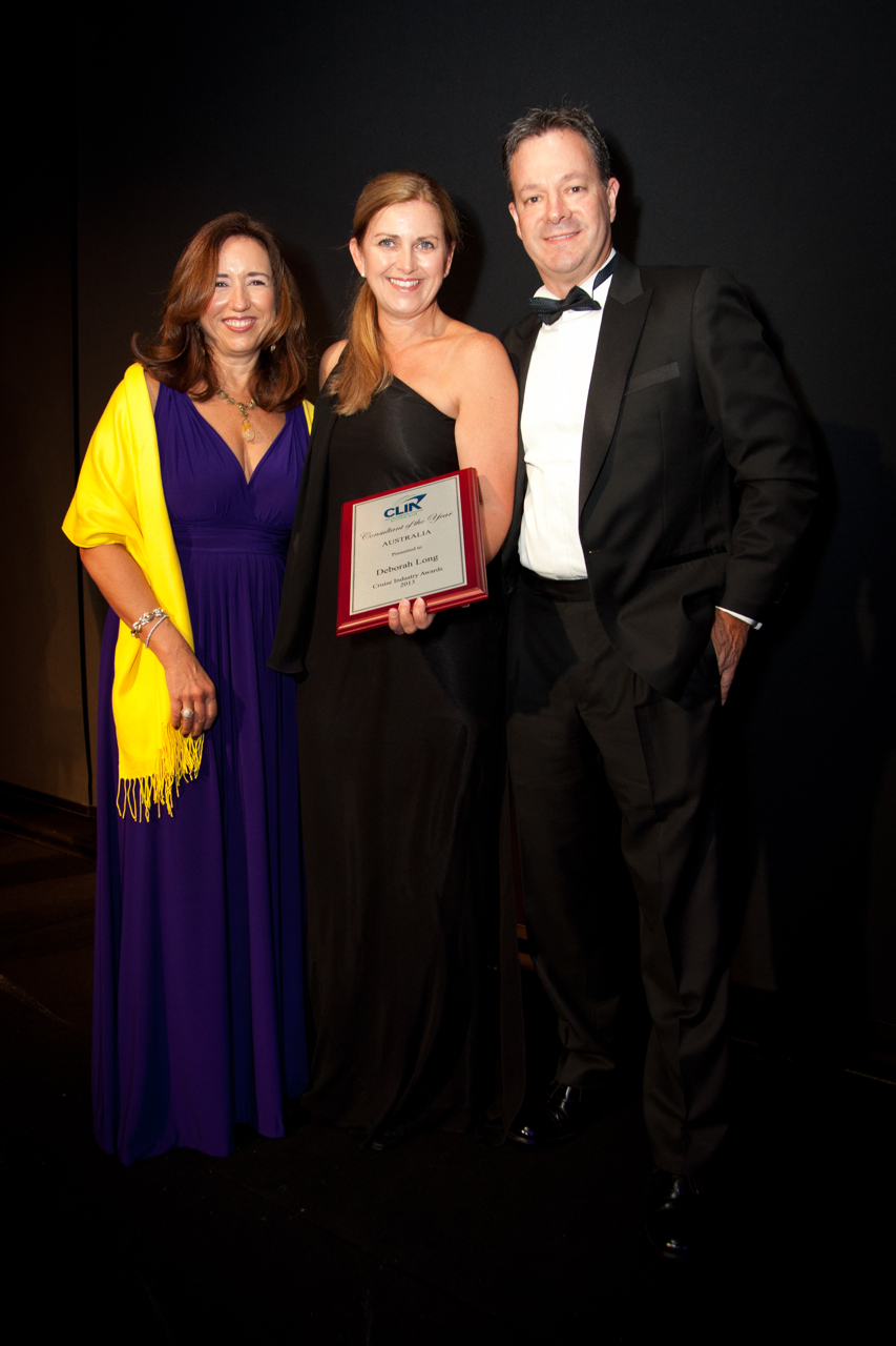 Australian Consultant of the Year Deborah Long centre with CLIA Global CEO Christine Duffy and  CLIA Australasia GM Brett Jardine