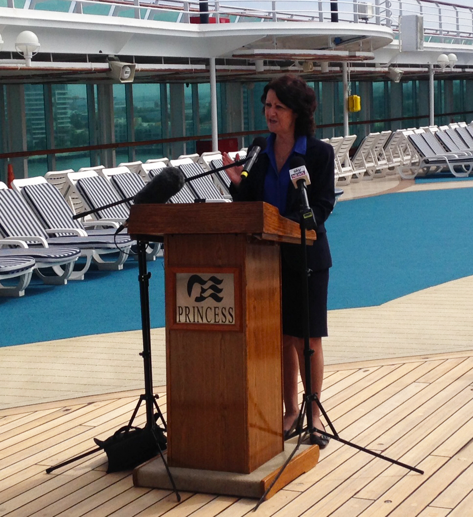 Tourism Minister Louise Asher on Dawn Princess
